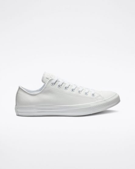 Tenis Converse Chuck Taylor All Star Couro Cano Baixo Masculino Branco | PT A07P9T1